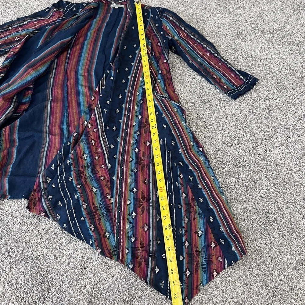 World Market Women’s 100% Cotton Navy Blue Multicolored Kimono Jacket Boho S/M